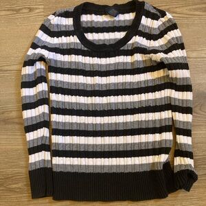 Striped Black and Gray Women's Sweater